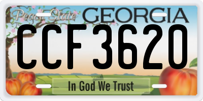 GA license plate CCF3620