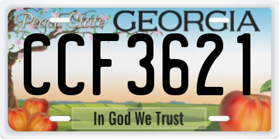 GA license plate CCF3621