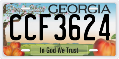 GA license plate CCF3624