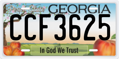 GA license plate CCF3625