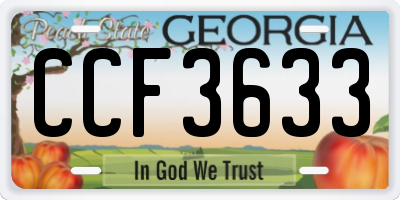 GA license plate CCF3633