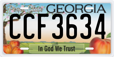 GA license plate CCF3634