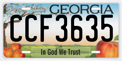 GA license plate CCF3635