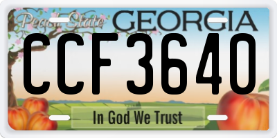 GA license plate CCF3640