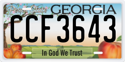 GA license plate CCF3643