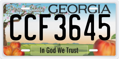 GA license plate CCF3645