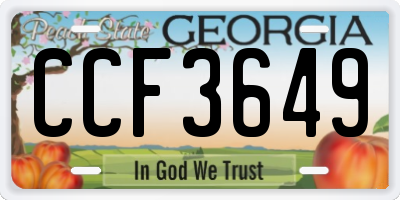 GA license plate CCF3649