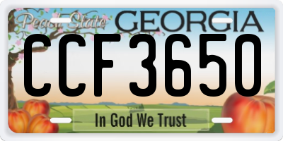 GA license plate CCF3650