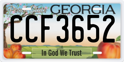 GA license plate CCF3652