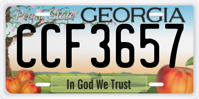 GA license plate CCF3657