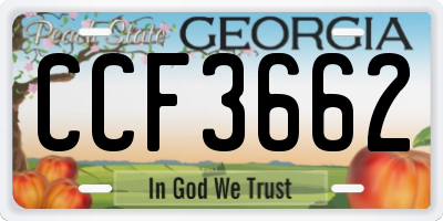 GA license plate CCF3662