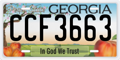 GA license plate CCF3663