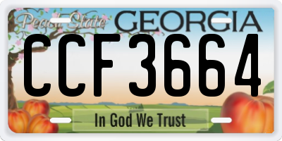 GA license plate CCF3664