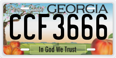 GA license plate CCF3666