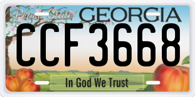 GA license plate CCF3668