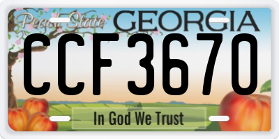 GA license plate CCF3670