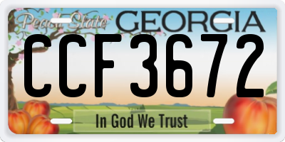 GA license plate CCF3672