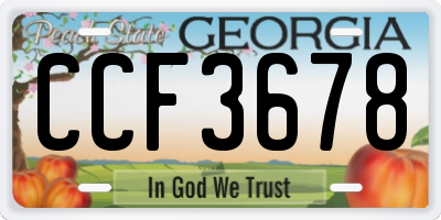 GA license plate CCF3678