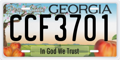 GA license plate CCF3701