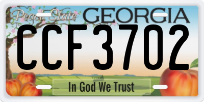 GA license plate CCF3702