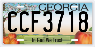 GA license plate CCF3718