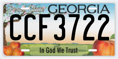 GA license plate CCF3722