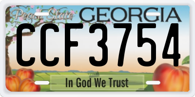 GA license plate CCF3754