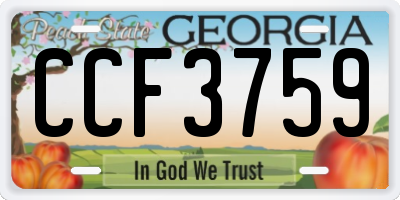 GA license plate CCF3759