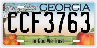 GA license plate CCF3763