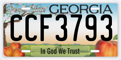 GA license plate CCF3793