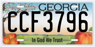 GA license plate CCF3796