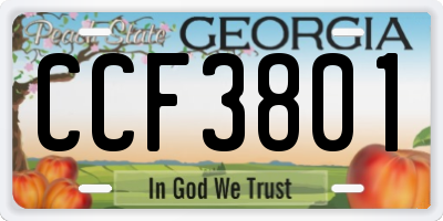 GA license plate CCF3801