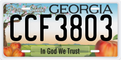 GA license plate CCF3803