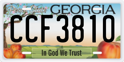 GA license plate CCF3810