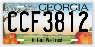 GA license plate CCF3812