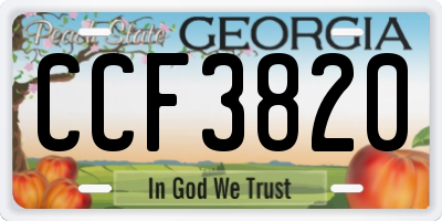 GA license plate CCF3820