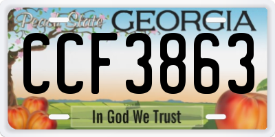 GA license plate CCF3863