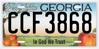 GA license plate CCF3868