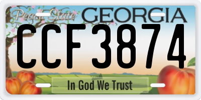 GA license plate CCF3874