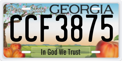 GA license plate CCF3875