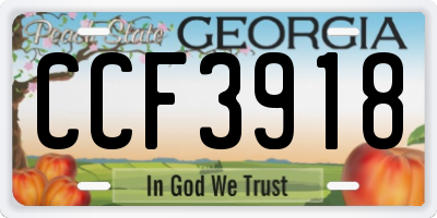 GA license plate CCF3918
