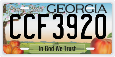 GA license plate CCF3920