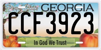 GA license plate CCF3923