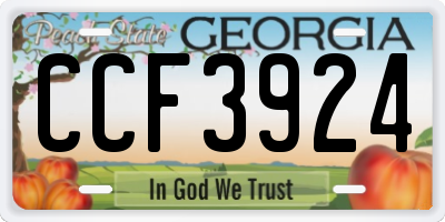 GA license plate CCF3924