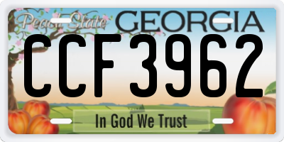 GA license plate CCF3962