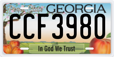 GA license plate CCF3980