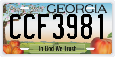GA license plate CCF3981