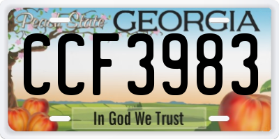GA license plate CCF3983