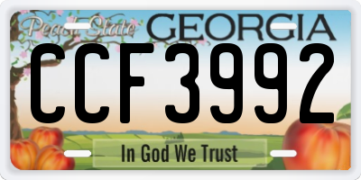 GA license plate CCF3992