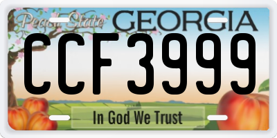 GA license plate CCF3999